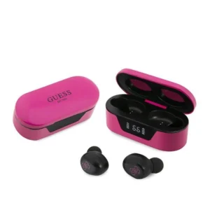 Guess GUTWST31EM TWS Bluetooth headphones + magenta docking stationeng