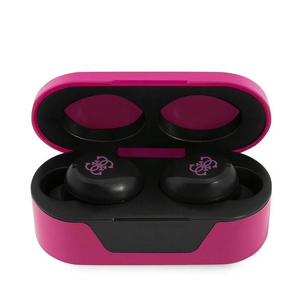 Guess GUTWST31EM TWS Bluetooth headphones + magenta docking stationeng