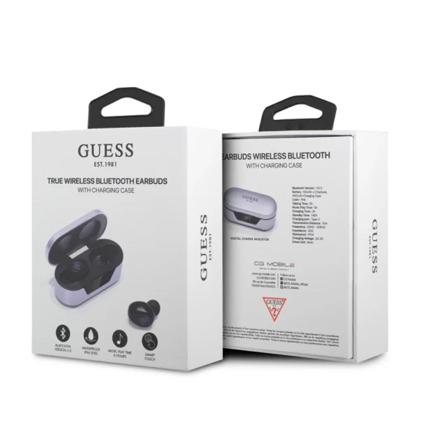 Guess GUTWST31EU TWS Bluetooth headphones + docking station purple/purpleeng