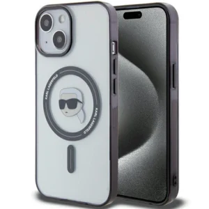 Karl Lagerfeld KLHMP15SHKHNOTK iPhone 15 6.1" transparent hardcase IML Karl`s Head MagSafeeng