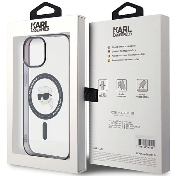 Karl Lagerfeld KLHMP15SHKHNOTK iPhone 15 6.1" transparent hardcase IML Karl`s Head MagSafeeng