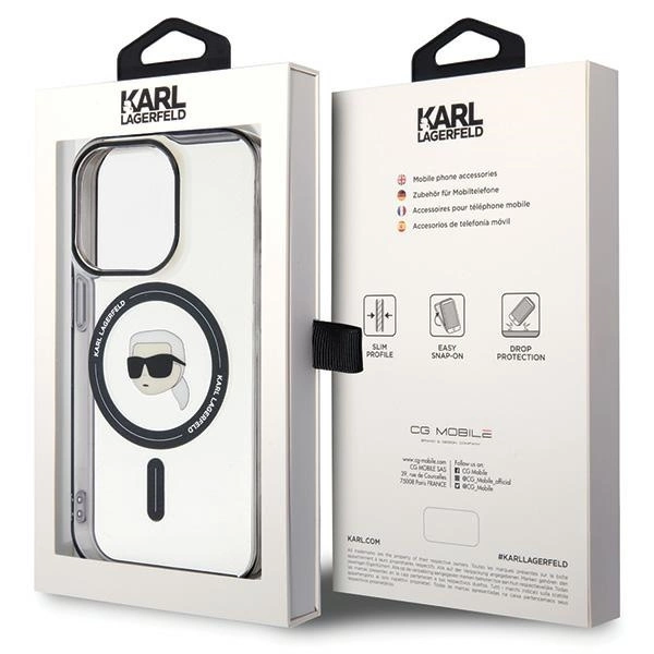Karl Lagerfeld KLHMP15XHKHNOTK iPhone 15 Pro Max 6.7" transparent hardcase IML Karl`s Head MagSafeeng
