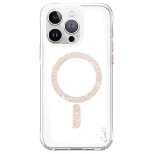 Uniq Coehl Glace Magnetic Charging case for iPhone 15 Pro - pink and goldeng