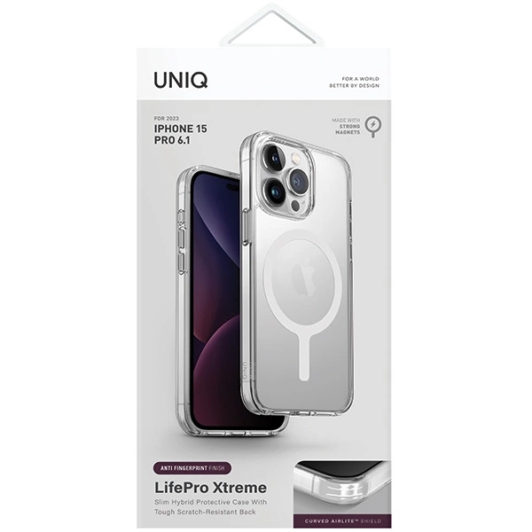Uniq LifePro Xtreme Magclick Charging case for iPhone 15 Pro - transparenteng