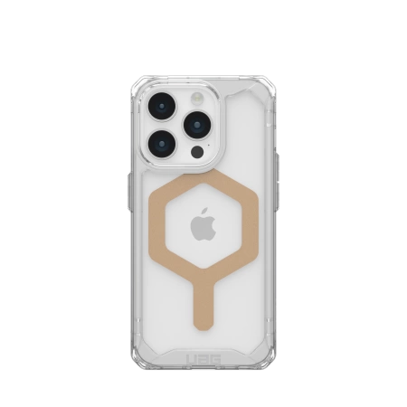154985_1 UAG Plyo MagSafe case for iPhone 15 Pro - transparent and goldeng