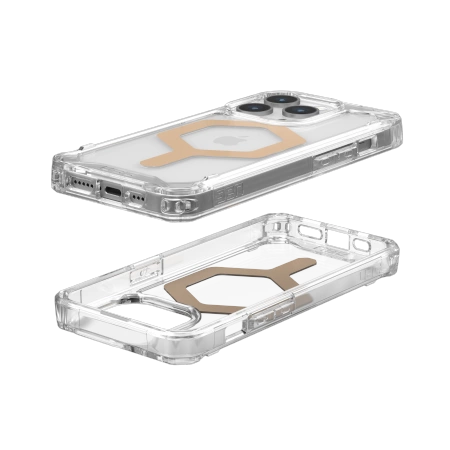 154985_3 UAG Plyo MagSafe case for iPhone 15 Pro - transparent and goldeng