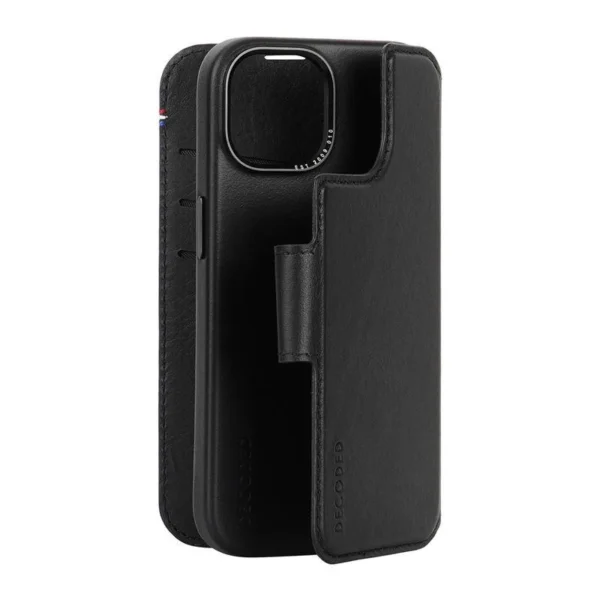 Decoded Detachable Wallet Case Leather with MagSafe for iPhone 15 - Blackeng