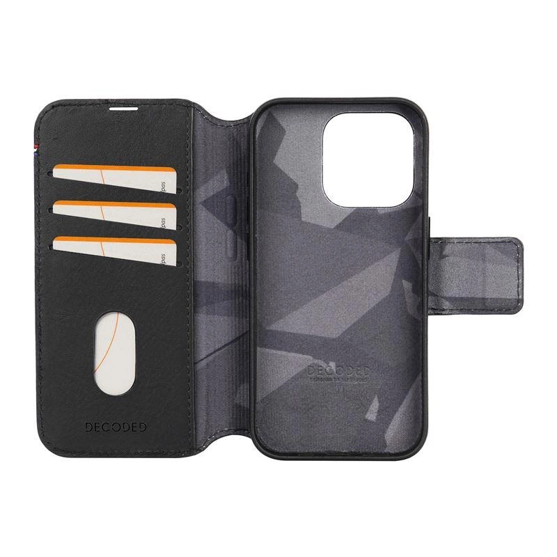 Decoded Detachable Wallet Case Leather with MagSafe for iPhone 15 Pro - Blackeng