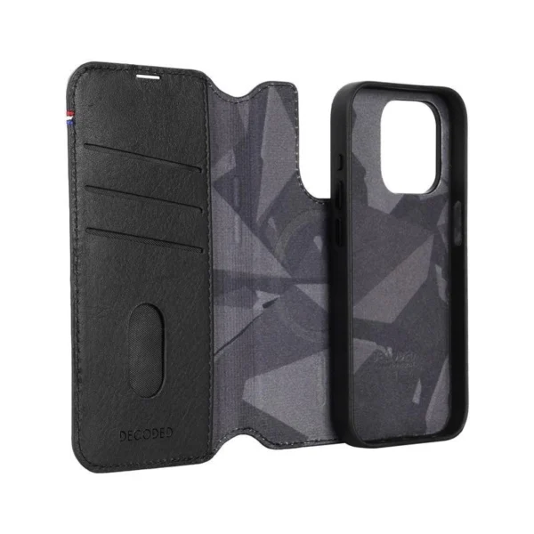 Decoded Detachable Wallet Case Leather with MagSafe for iPhone 15 Pro - Blackeng