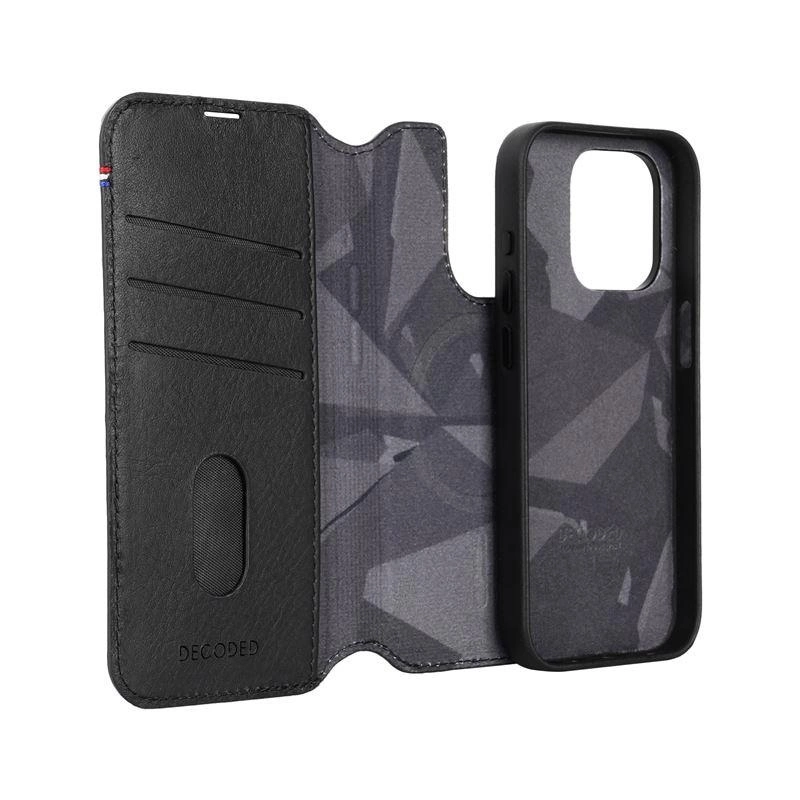 Decoded Detachable Wallet Case Leather with MagSafe for iPhone 15 Pro - Blackeng