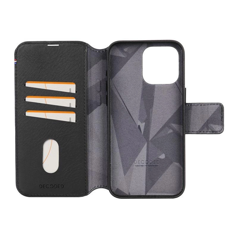 Decoded Detachable Wallet Case Leather with MagSafe for iPhone 15 Pro Max - Blackeng