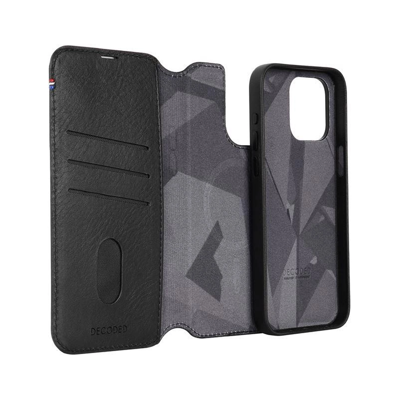 Decoded Detachable Wallet Case Leather with MagSafe for iPhone 15 Pro Max - Blackeng