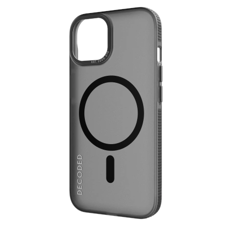 Decoded Transparent Grip Case with MagSafe for iPhone 15 Plus - gray and blackeng