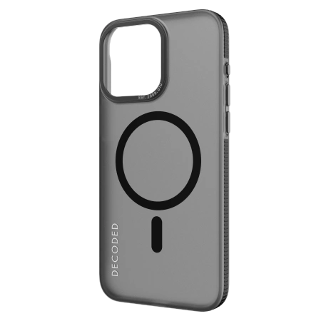 Decoded Transparent Grip Case with MagSafe for iPhone 15 Pro Max - gray and blackeng