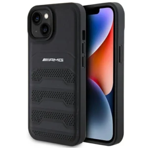 AMG Leather Debossed Lines case for iPhone 15 - blackeng