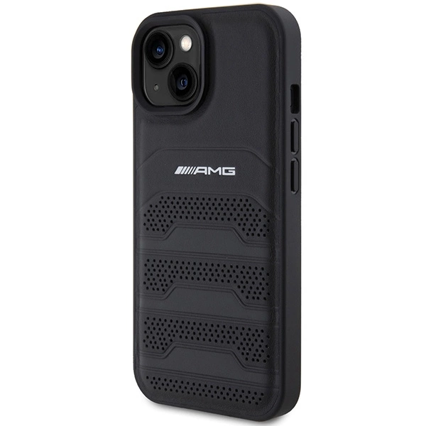 AMG Leather Debossed Lines case for iPhone 15 - blackeng
