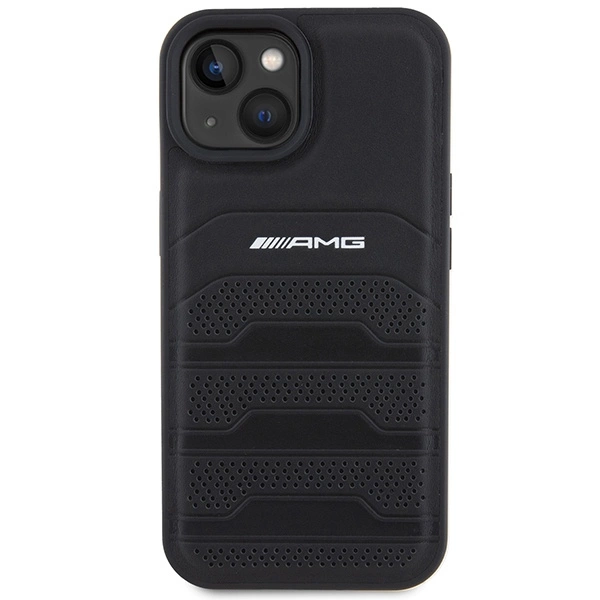 AMG Leather Debossed Lines case for iPhone 15 - blackeng