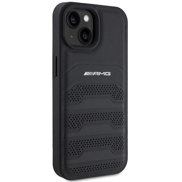 AMG Leather Debossed Lines case for iPhone 15 - blackeng