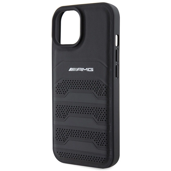 AMG Leather Debossed Lines case for iPhone 15 - blackeng