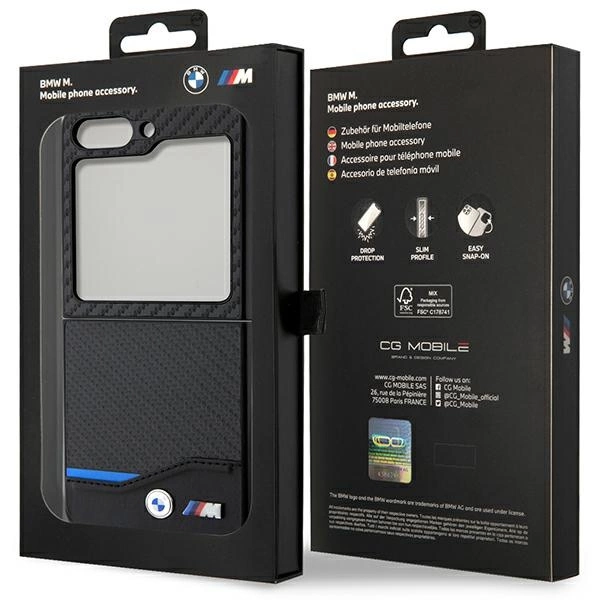 BMW Leather Carbon case for Samsung Galaxy Z Flip 5 - blackeng