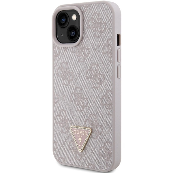 Guess Leather 4G Triangle Strass iPhone 15 Case - Pinkeng