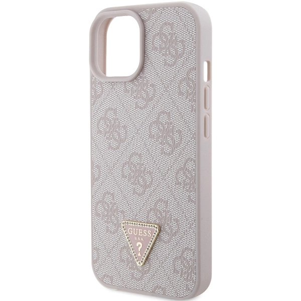 Guess Leather 4G Triangle Strass iPhone 15 Case - Pinkeng