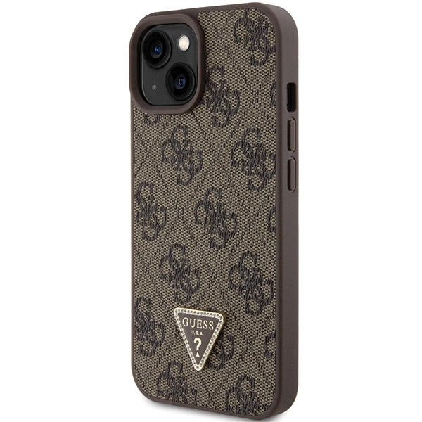 Guess Leather 4G Triangle Strass case for iPhone 15 - browneng