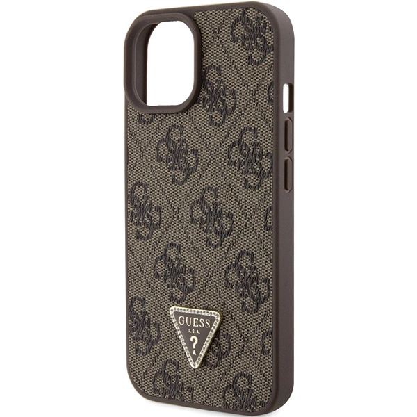 Guess Leather 4G Triangle Strass case for iPhone 15 - browneng