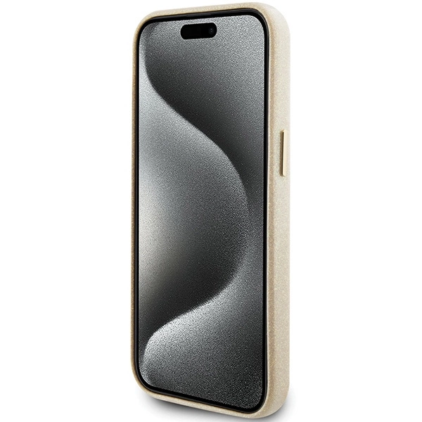 Guess Glitter Glossy Script case for iPhone 15 - goldeng