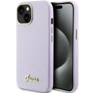 Guess Glitter Glossy Script case for iPhone 15 - lilaceng