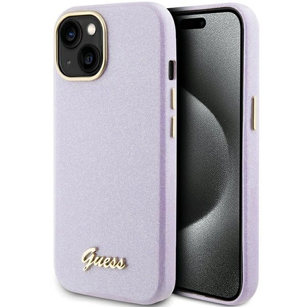 Guess Glitter Glossy Script case for iPhone 15 - lilaceng