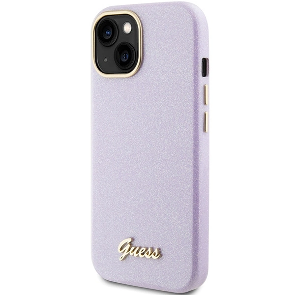 Guess Glitter Glossy Script case for iPhone 15 - lilaceng