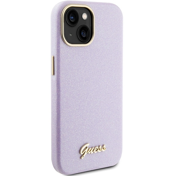 Guess Glitter Glossy Script case for iPhone 15 - lilaceng