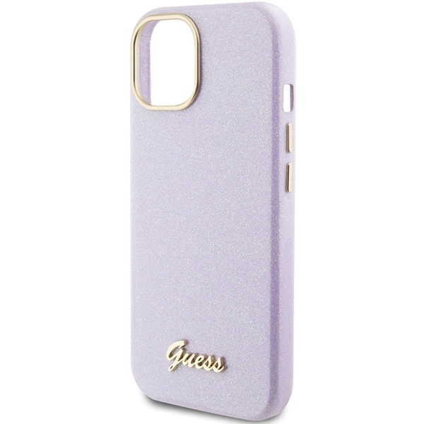 Guess Glitter Glossy Script case for iPhone 15 - lilaceng