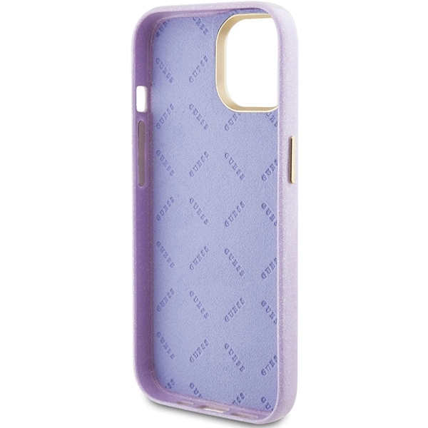 Guess Glitter Glossy Script case for iPhone 15 - lilaceng