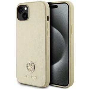 Guess Leather 4G Metal Logo Strass case for iPhone 15 - goldeng