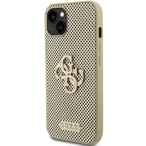 Guess Perforated 4G Glitter case for iPhone 15 - goldeng