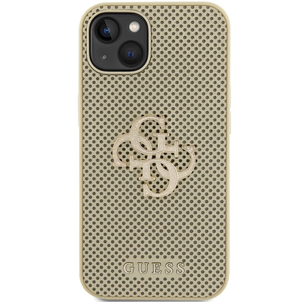 Guess Perforated 4G Glitter case for iPhone 15 - goldeng