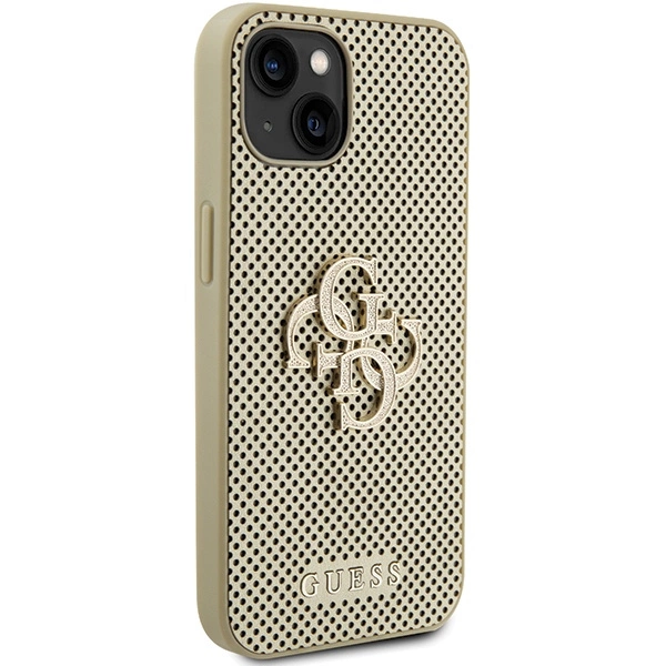 Guess Perforated 4G Glitter case for iPhone 15 - goldeng