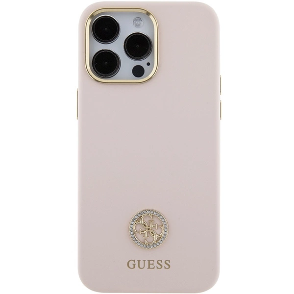 Guess Silicone Logo Strass 4G Case for iPhone 15 Pro Max - Pinkeng