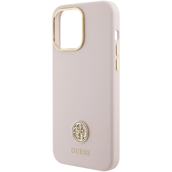 Guess Silicone Logo Strass 4G Case for iPhone 15 Pro Max - Pinkeng