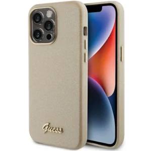 Guess Glitter Glossy Script case for iPhone 15 Pro Max - goldeng