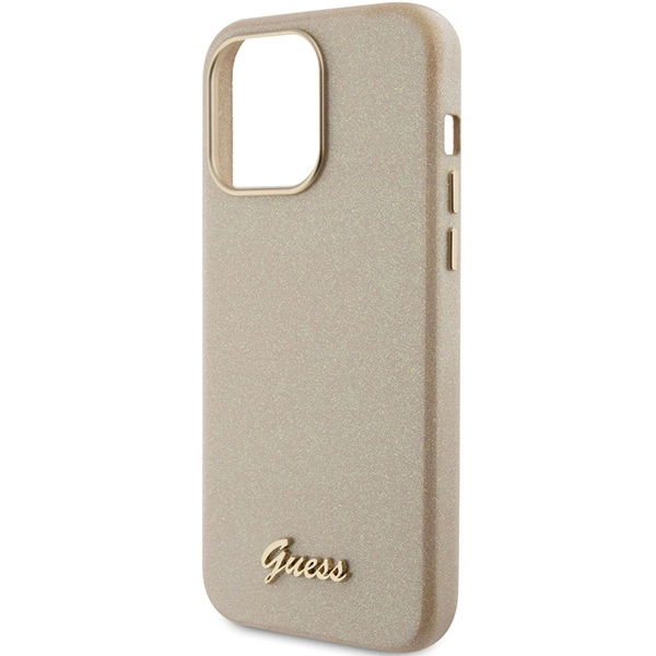 Guess Glitter Glossy Script case for iPhone 15 Pro Max - goldeng