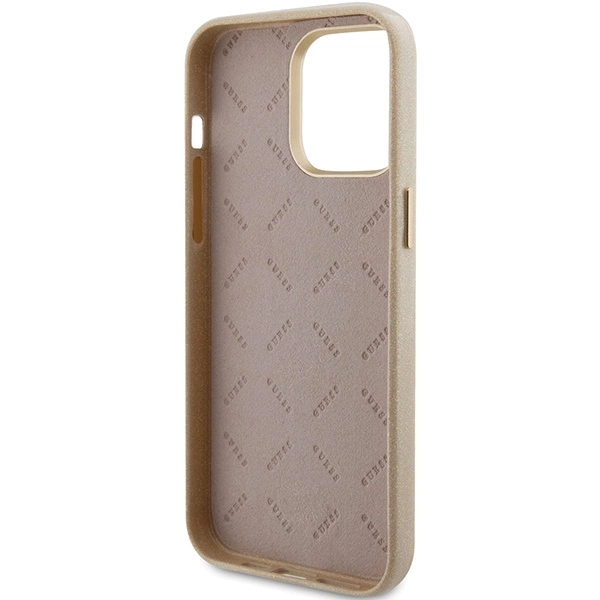 Guess Glitter Glossy Script case for iPhone 15 Pro Max - goldeng