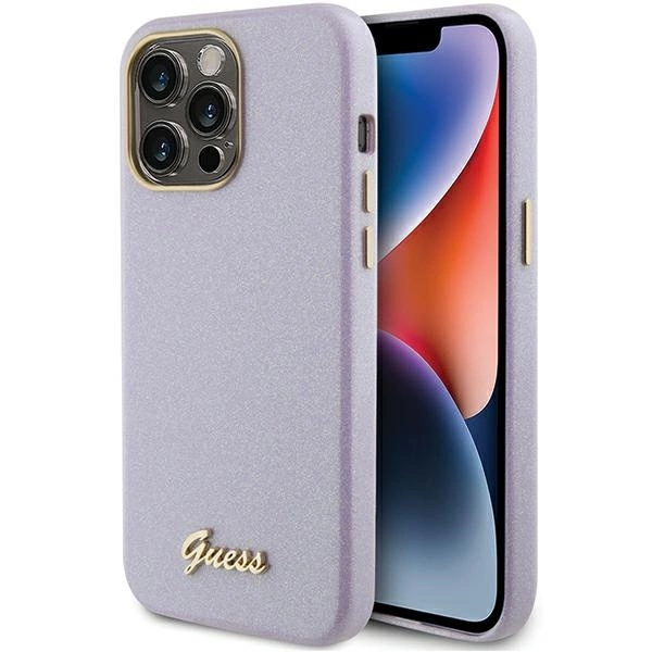 Guess Glitter Glossy Script case for iPhone 15 Pro Max - lilaceng