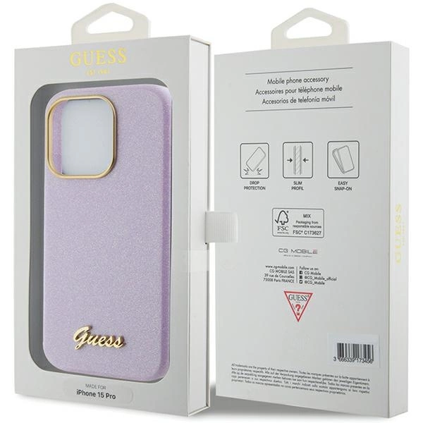 Guess Glitter Glossy Script case for iPhone 15 Pro Max - lilaceng
