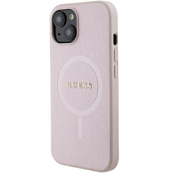 Guess Saffiano MagSafe case for iPhone 15 Plus - pinkeng