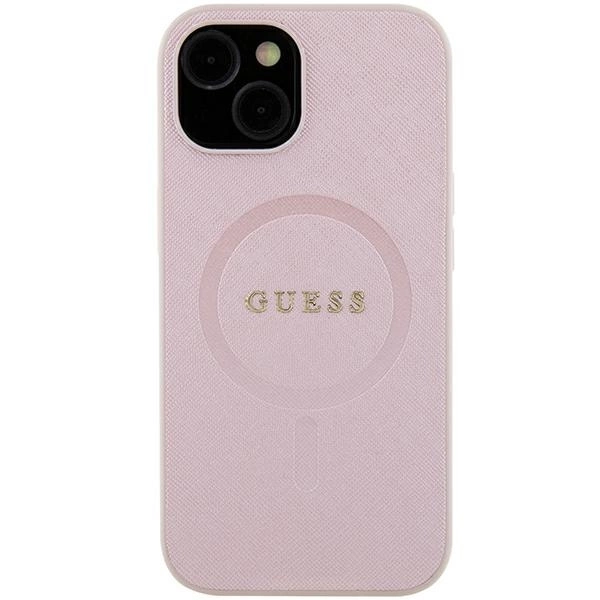 Guess Saffiano MagSafe case for iPhone 15 Plus - pinkeng