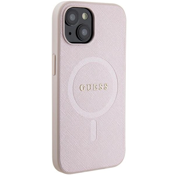 Guess Saffiano MagSafe case for iPhone 15 Plus - pinkeng
