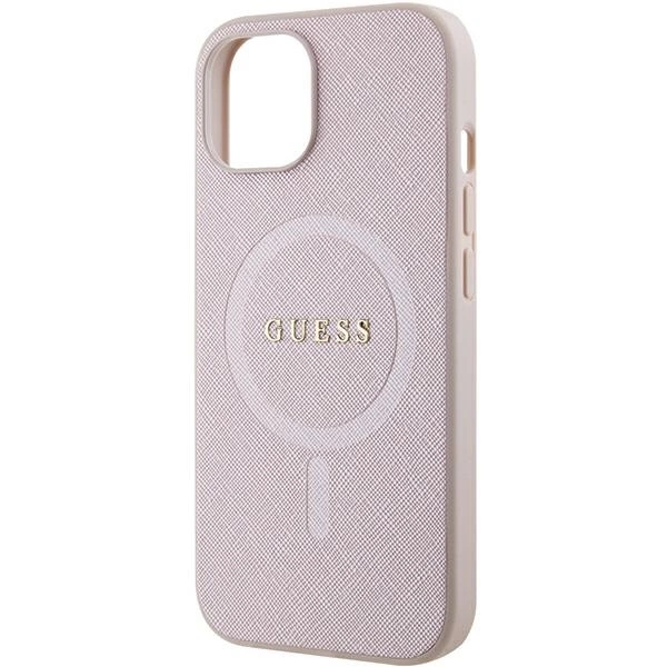 Guess Saffiano MagSafe case for iPhone 15 Plus - pinkeng
